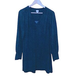 A New Day Green & Black Printed V-Neck Dress